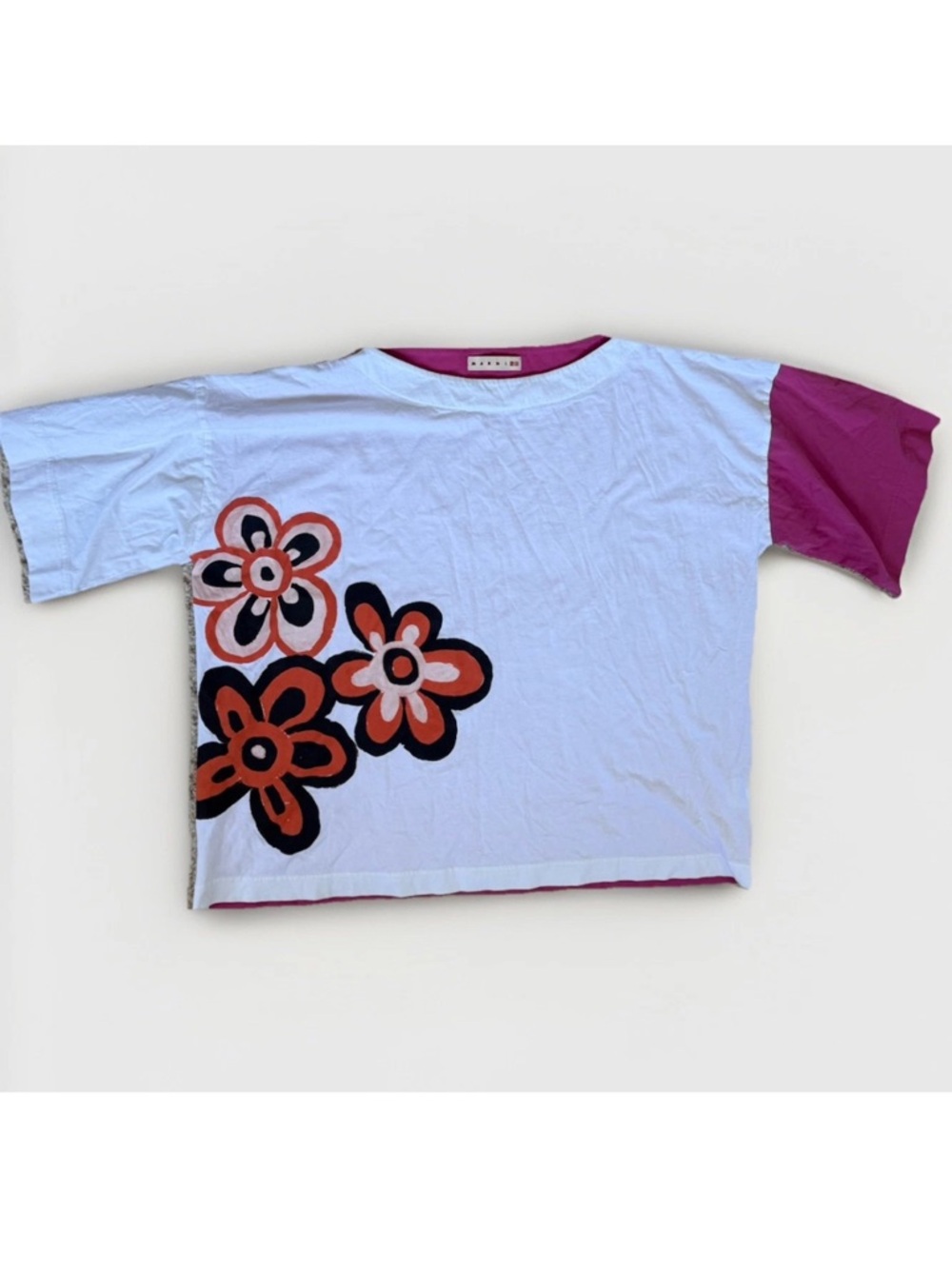 MARNI x Uniqlo Women’s Pink White Floral Graphic Oversized Boxy T-Shirt Large - Picture 8 of 9